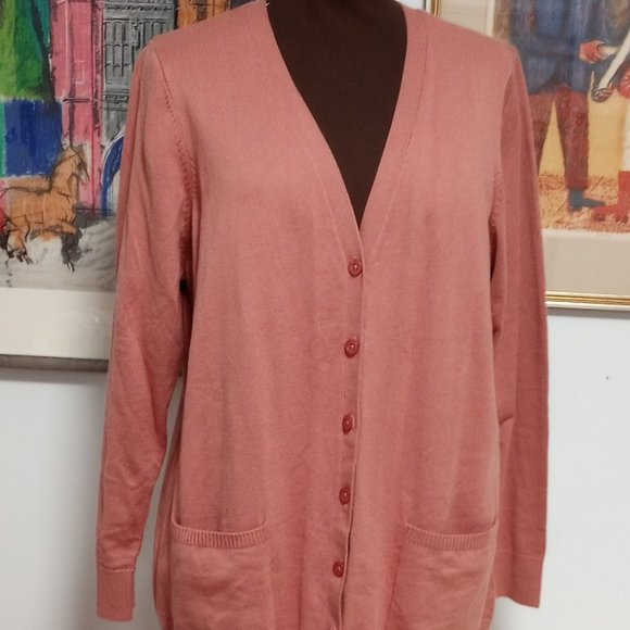 salmon pink cardigan
